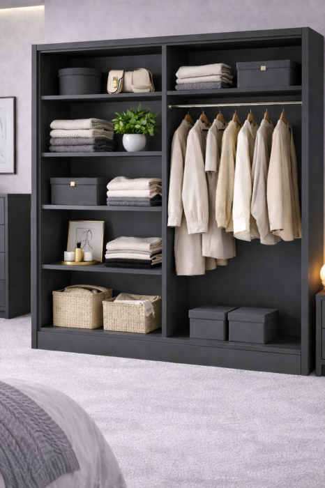 Set Dormitor din  MDF lucios ZOE cu Somiera rabatabila si lada, dressing 150x200 [2]