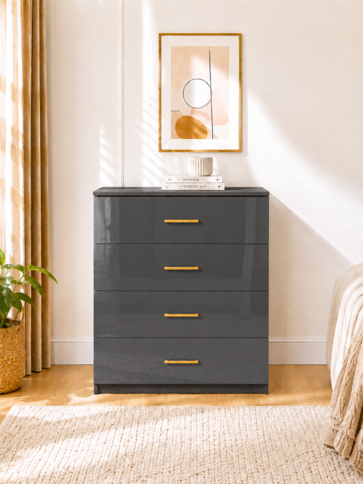 Set Dormitor Golden mdf lucios cu Somiera Rabatabila si lada, dressing 250x200 [3]