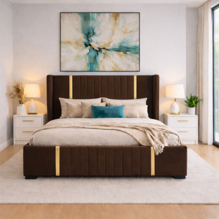 Set Dormitor Hawaii mdf lucios cu Somiera Rabatabila si lada de depozitare, dressing 250x200 [2]