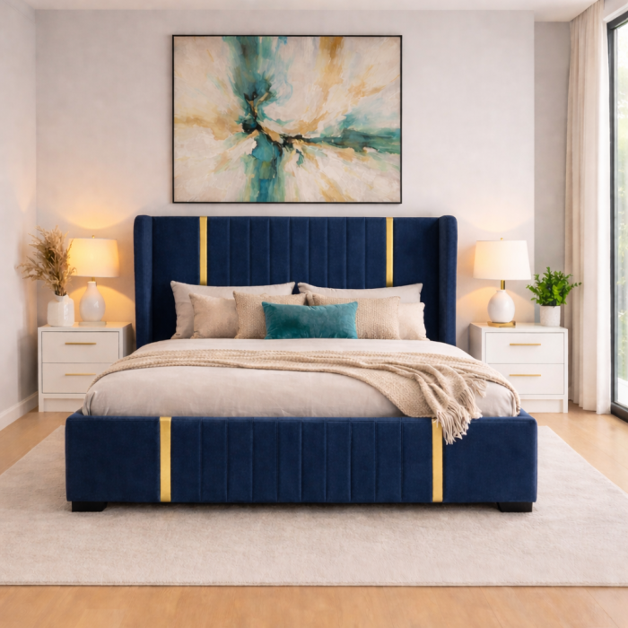 Set Dormitor Hawaii mdf lucios cu Somiera Rabatabila si lada de depozitare, dressing 250x200 [2]