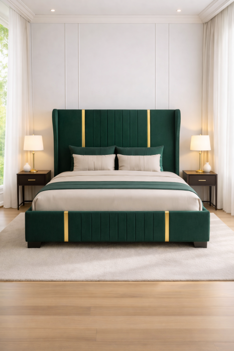 Set Dormitor Hawaii mdf lucios cu Somiera Rabatabila si lada de depozitare, dulap 250x200 [2]