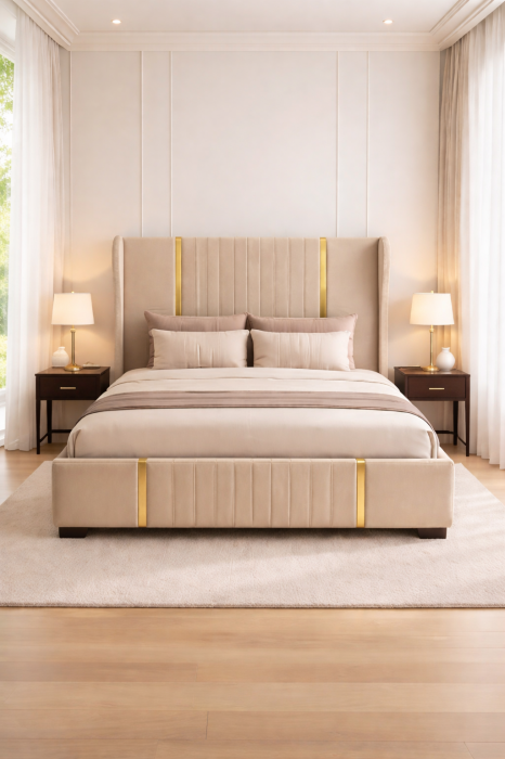 Set Dormitor Hawaii mdf lucios cu Somiera Rabatabila si lada de depozitare, dulap 250x200 [2]