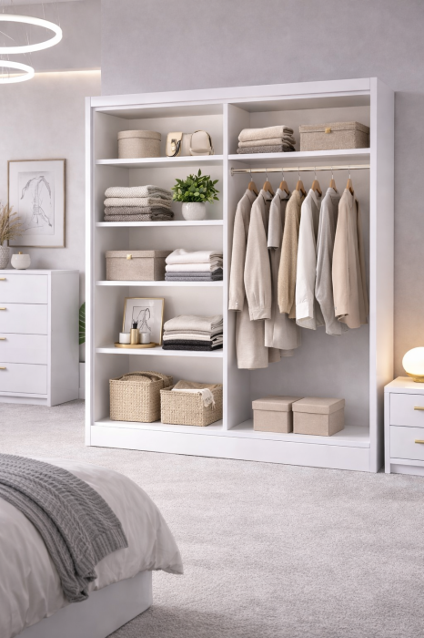 Set Dressing Iulia din Mdf lucios 150x200 cu 2 noptiere si comoda din Mdf lucios [2]