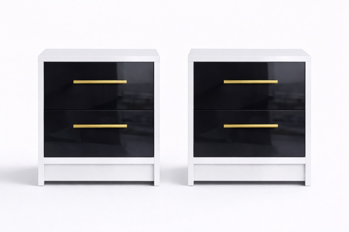 Set Dressing Iulia din Mdf lucios 150x200 cu 2 noptiere si comoda din Mdf lucios [4]