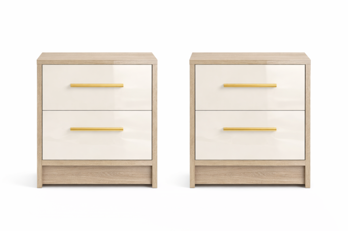 Set Dressing Iulia din Mdf lucios 150x200 cu 2 noptiere si comoda din Mdf lucios [4]