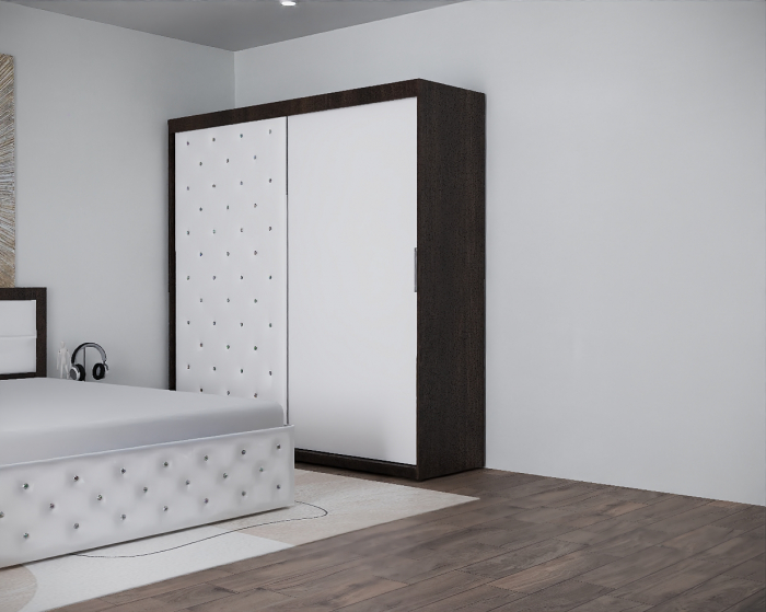 Set Pat Nemira New Tapitat cu Noptiere si Dressing Wenge&Alb [2]