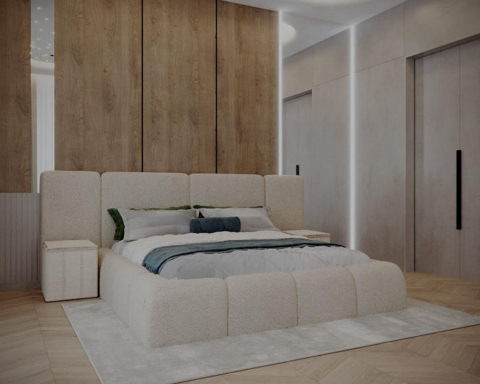 SET Pat ROYAL  cu 2 noptiere tapitate, Saltea inclusa, calitate superioara ✔ [5]