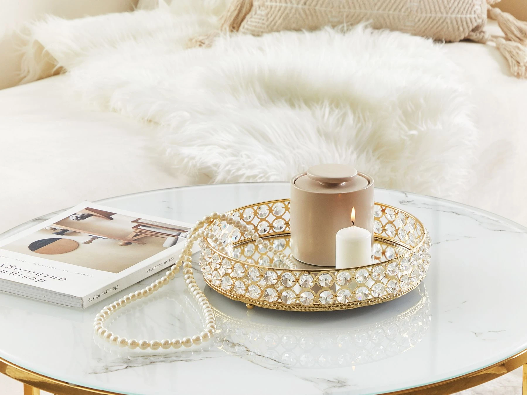 Aranjamente - TAVA LUXURY rotunda GOLD CU STICLA SI METAL ✨