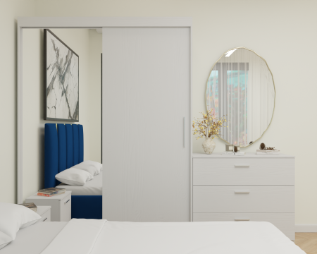 Dormitor MILANO Tapitat 2 usi Alb cu oglinda [3]