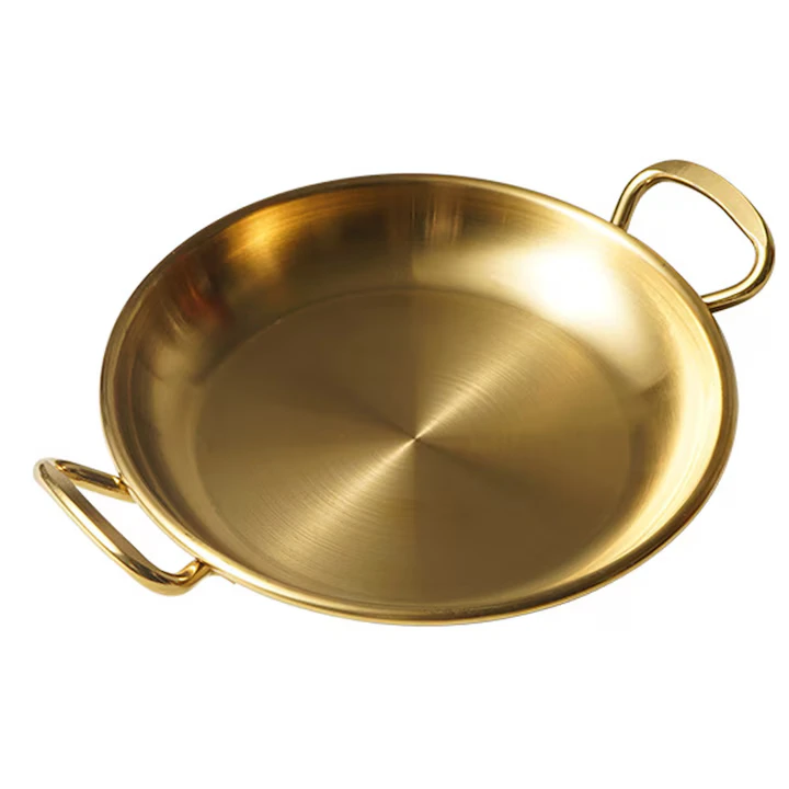 ✨TAVA ROTUNDA CU MANERE PENTRU SERVIRE  22 CM GOLD LUXURY ✨