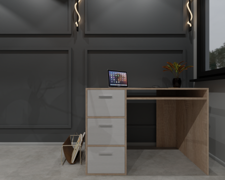 Birouri - Birou Calculator, Sonoma/ Alb, grosime 1.6 cm, 85x120x60 cm