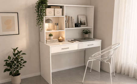 Birouri - Birou cu Etajera Adela Alb