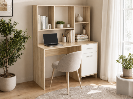 Birouri - Birou cu Etajera Junior Alb&Sonoma