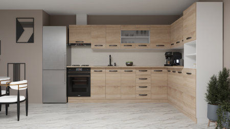 Mobila Bucatarie - Bucatarie Karina Colt  Sonoma&Alb