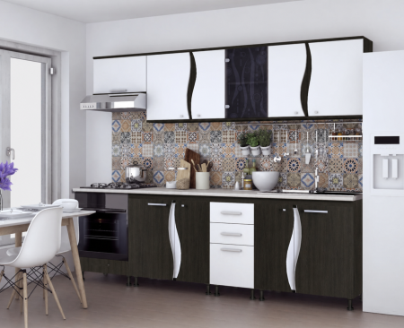 Mobila Bucatarie PAL - Bucatarie Lorena 2.6m Wenge&Alb