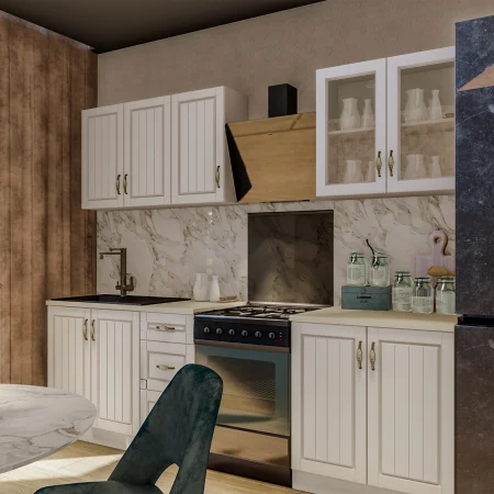 Bucatarie Provence 2m,MDF, Alb Fibros [1]