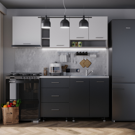 Mobila Bucatarie - Bucatarie Sena 2.0 m Antracit&Alb