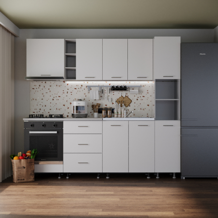 Mobila Bucatarie - Bucatarie Sena 2.4 m cu Soldat Alb