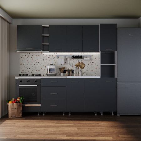 Seturi Mobila Bucatarie - Bucatarie Sena 2.4 m cu Soldat Antracit