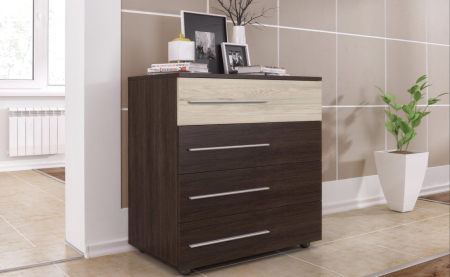 Comode - Comoda 4 sertare Viraj , Wenge/Sonoma