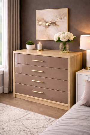 Comoda cu 4 sertare mdf lucios