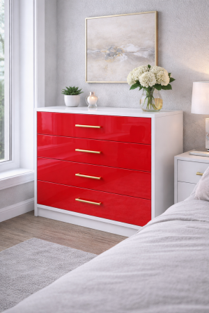 Comoda cu 4 sertare mdf lucios