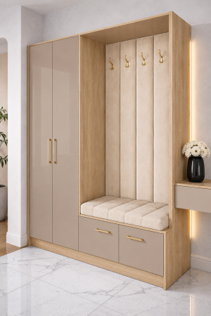 Cuier cu pantofar Narcis, fronturi MDF Lucios