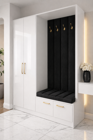 Cuier cu pantofar Narcis, fronturi MDF Lucios