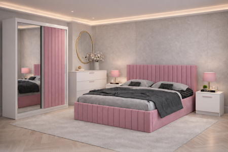 Dormitor Cairo cu Dressing tapitat in 2 usi