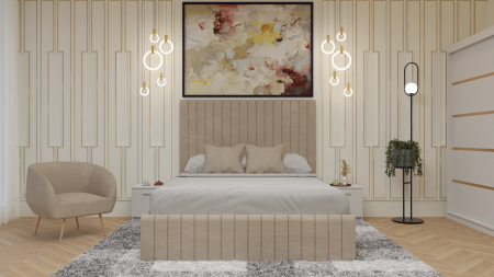 Dormitor Cairo Pat Tapitat Dressing 200x200 Alb