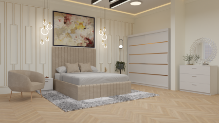 Dormitor Cairo Pat Tapitat Dressing 200x200 Alb [1]