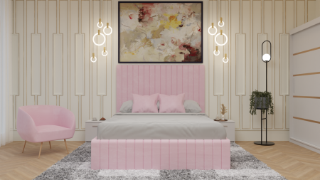 Dormitor Cairo Pat Tapitat Dressing 200x200 Alb