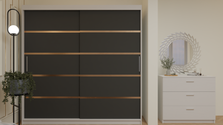 Dormitor Cairo Pat Tapitat Dressing 200x200 Alb&Gri Antracit [2]