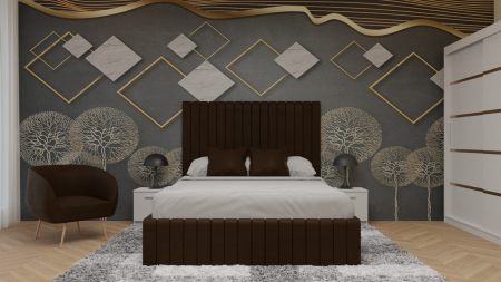 Dormitor Cairo Tapitat Dressing 250x200 3 Usi Alb