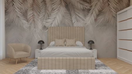 Dormitor Cairo Tapitat Dressing 250x200 3 Usi Alb