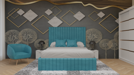 Dormitor Cairo Tapitat Dressing 250x200 3 Usi Alb
