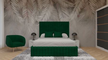 Dormitor Cairo Tapitat Dressing 250x200 3 Usi Alb&Gri Antracit