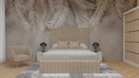 Mobila Dormitor - Dormitor Cairo Tapitat Dressing 250x200 3 Usi Alb&Sonoma