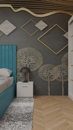 Dormitor Cairo Tapitat Dressing 250x200 3 Usi Cu Oglinda Alb [3]