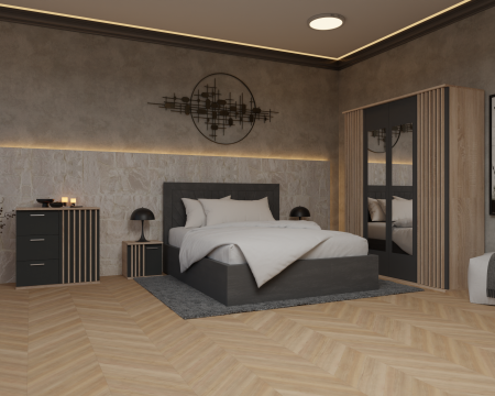 Dormitor Dallas Cu Pat Lotus Tapitat [1]