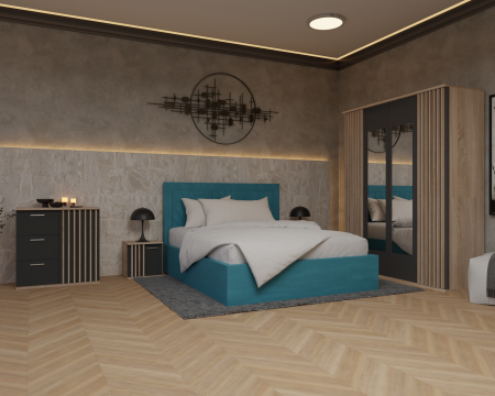 Dormitor Dallas Cu Pat Lotus Tapitat [1]