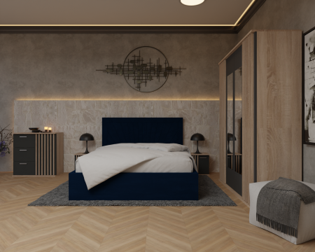 Dormitor Dallas Cu Pat Lotus Tapitat