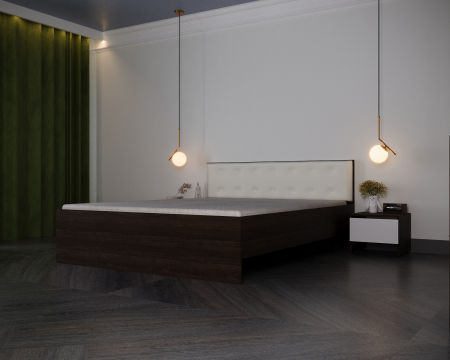 Dormitor Denver Tapitat Wenge&Alb [1]