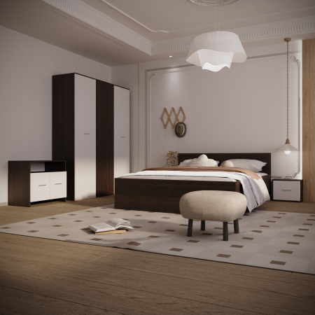 MOBILA DORMITOR - Dormitor Lavinia Wenge&Alb