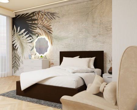 Dormitor Lotus Pat Tapitat Dressing 200x200 Alb 2 usi [3]