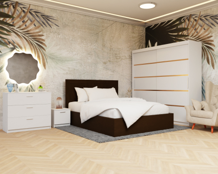 Dormitor Lotus Pat Tapitat Dressing 200x200 Alb 2 usi [2]