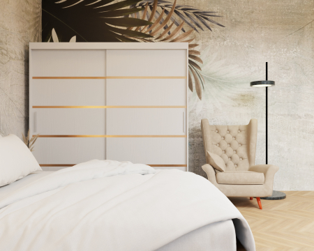 Dormitor Lotus Pat Tapitat Dressing 200x200 Alb 2 usi [4]