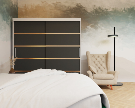 Dormitor: Lotus Pat Tapitat Dressing 200x200 Alb&Antracit 2 Usi  [4]