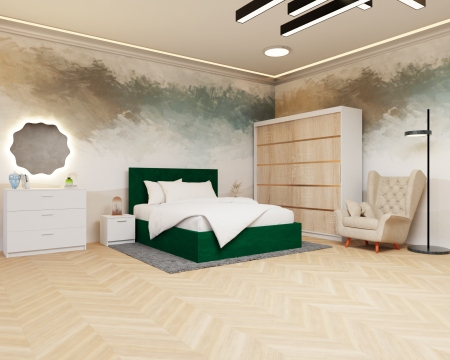 Dormitor: Lotus Pat Tapitat Dressing 200x200 Alb&Sonoma 2 Usi [1]