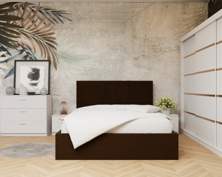 Dormitor: Lotus Pat Tapitat Dressing 250x200 Alb 3 usi 